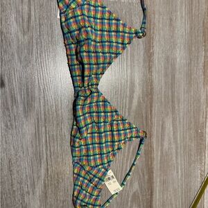 aerie brand new with tags plaid Bikini Top size medium